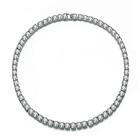 Lab Created Rozzato Sterling Silver White Gold Plated with Cubic Zirconia Eternity Circle Tennis Necklace