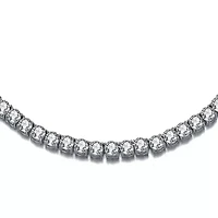 Lab Created Rozzato Sterling Silver White Gold Plated with Cubic Zirconia Eternity Circle Tennis Necklace