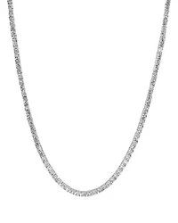 Lab Created Rozzato Sterling Silver White Gold Plated with 3mm Cubic Zirconia Tennis Necklace