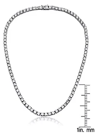 Lab Created Rozzato Sterling Silver White Gold Plated with 3mm Cubic Zirconia Tennis Necklace