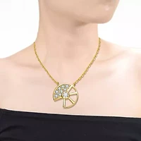 Lab Created Sterling Silver 14K Gold Plated with Clear Cubic Zirconia Charm Necklace