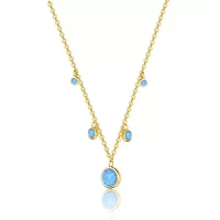 Lab Created Sterling Silver 14K Gold Plated with Opal Cubic Zirconia Round Spring Ring Pendant Necklace for Teens