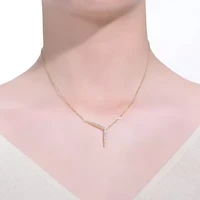 Lab Created Sterling Silver 14K Gold Plated with Colored Cubic Zirconia Solar Chevron Necklace