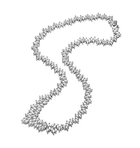 Lab Created Rozzato Sterling Silver White Gold Plated with Clear Marquise Cubic Zirconia Cluster Necklace