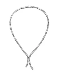 Lab Created Sterling Silver White Gold Plated with Clear Round Cubic Zirconia Bezel Set Necklace