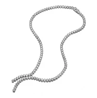 Lab Created Sterling Silver White Gold Plated with Clear Round Cubic Zirconia Bezel Set Necklace