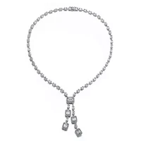Lab Created Rozzato Sterling Silver White Gold Plated with Cubic Zirconia Accent Necklace