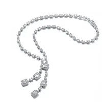 Lab Created Rozzato Sterling Silver White Gold Plated with Cubic Zirconia Accent Necklace
