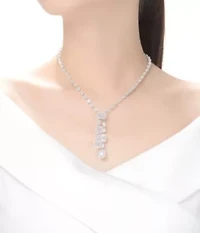 Lab Created Rozzato Sterling Silver White Gold Plated with Cubic Zirconia Accent Necklace
