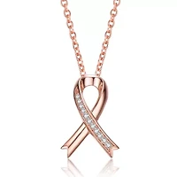 Lab Created Rozzato Sterling Silver 18K Rose Gold Plated with Clear Cubic Zirconia Loop Necklace