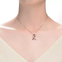 Lab Created Rozzato Sterling Silver 18K Rose Gold Plated with Clear Cubic Zirconia Loop Necklace