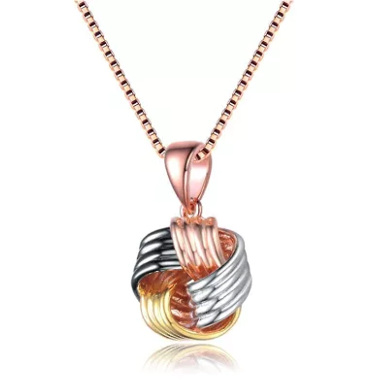 Rozzato Sterling Silver 18K Rose Gold Plated Knot Necklace