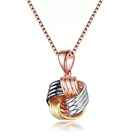 Rozzato Sterling Silver 18K Rose Gold Plated Knot Necklace