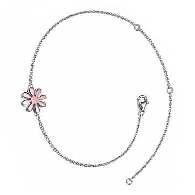 Rozzato Sterling Silver 18K Rose Gold Plated Daisy Flower Charm Anklet, Adjustable Length for Teens