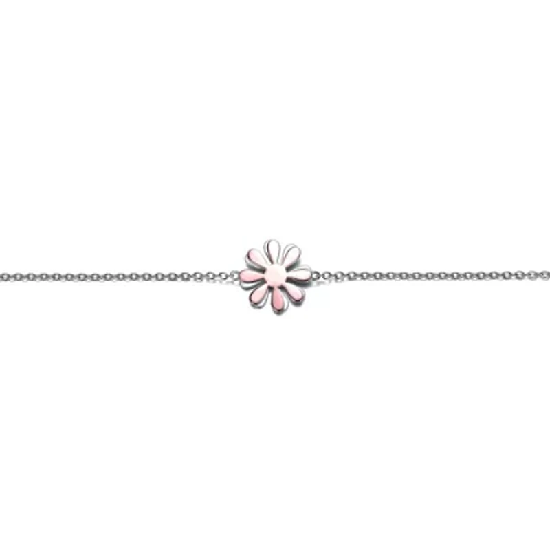 Rozzato Sterling Silver 18K Rose Gold Plated Daisy Flower Charm Anklet, Adjustable Length for Teens