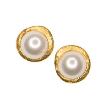 Pearl Center Button Earrings