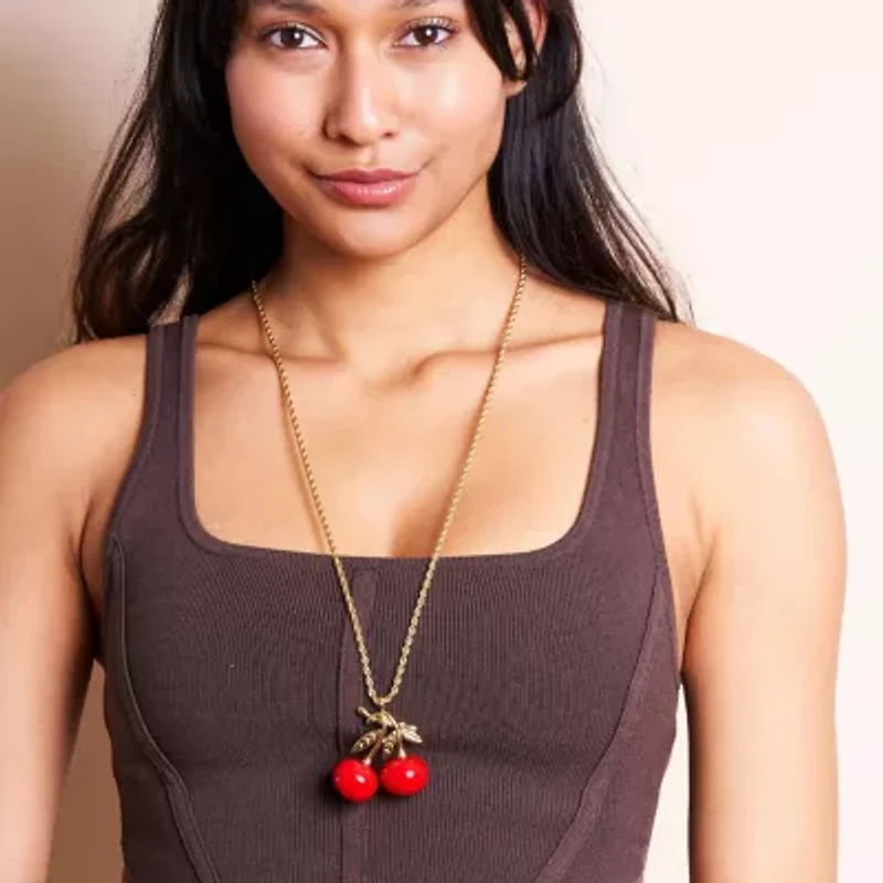 Double Cherry Pendant Necklace