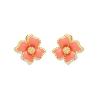 Pink Enamel Flower Earrings