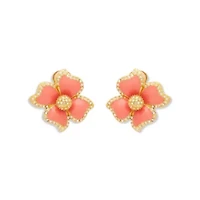 Pink Enamel Flower Earrings