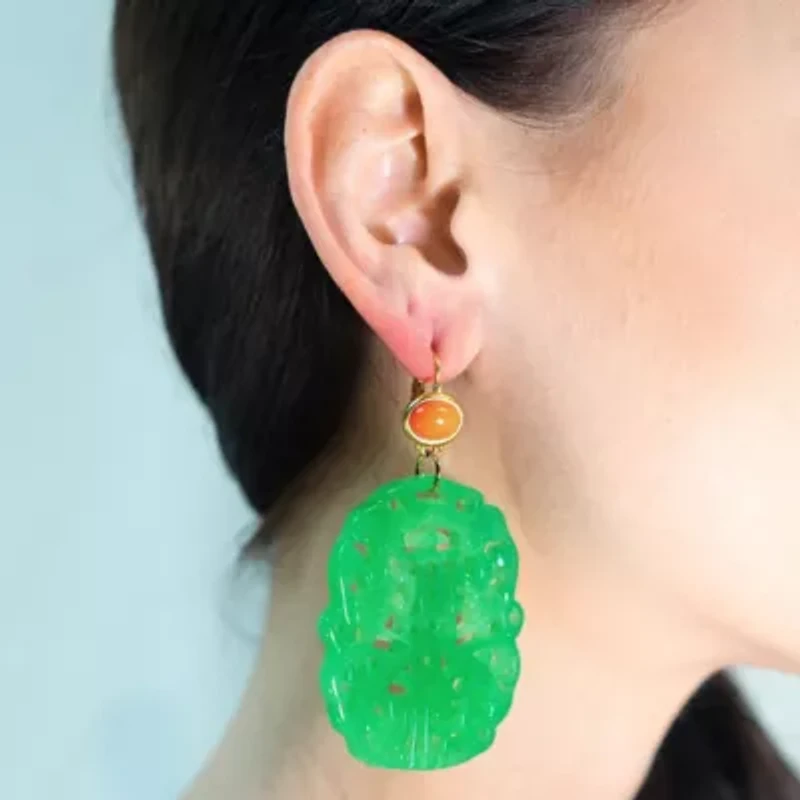 Carved Jade Resin Earrings