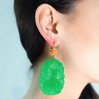 Carved Jade Resin Earrings