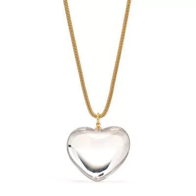 Clear Puff Heart Pendant Necklace