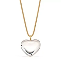 Clear Puff Heart Pendant Necklace
