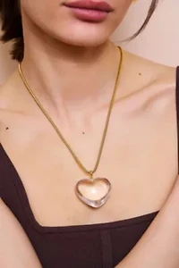 Clear Puff Heart Pendant Necklace