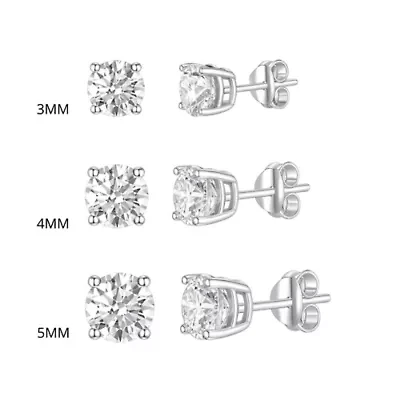 Set Of 3 Sterling Silver Round Stud Earrings