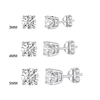 Set Of 3 Sterling Silver Round Stud Earrings