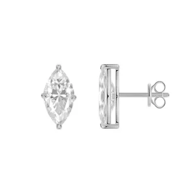 Sterling Silver Simulated Diamond Marquise Cut Stud Earrings