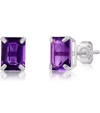 Sterling Silver  Created Purple Amethyst Studs