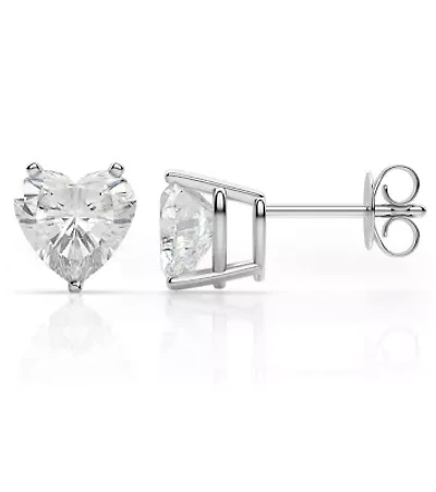 Sterling Silver Heart Cut Crystal Stud Earrings