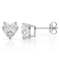 Sterling Silver Heart Cut Crystal Stud Earrings