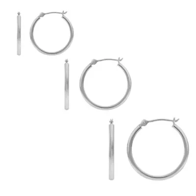 The Trio Set Of 3 Sterling Silver Hoop Earrings