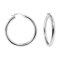 Sterling Silver Solid 925 3mm Thick 25MM Hoop Earrings