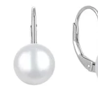Solid Sterling Silver Created Fresh Water Pearl Earrings