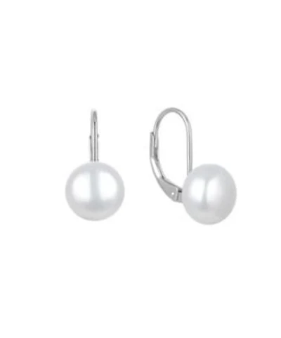 Solid Sterling Silver Created Fresh Water Pearl Earrings
