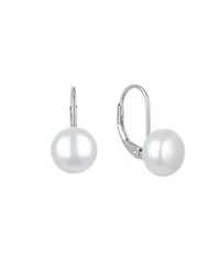 Solid Sterling Silver Created Fresh Water Pearl Earrings
