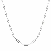 Sterling Silver Paperclip Chain Choker Necklace 16