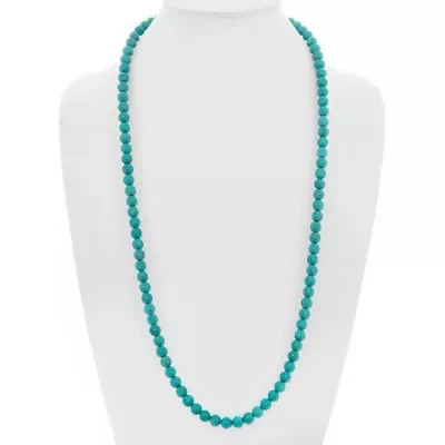 Long 30 Inch Turquoise Ball Necklace