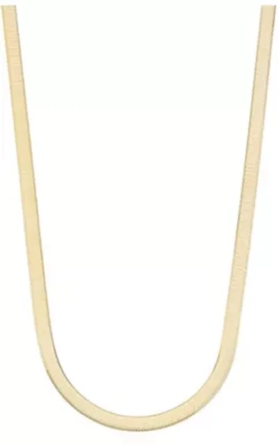 Solid Sterling Silver Yellow Gold Flashed Herringbone Necklace 20