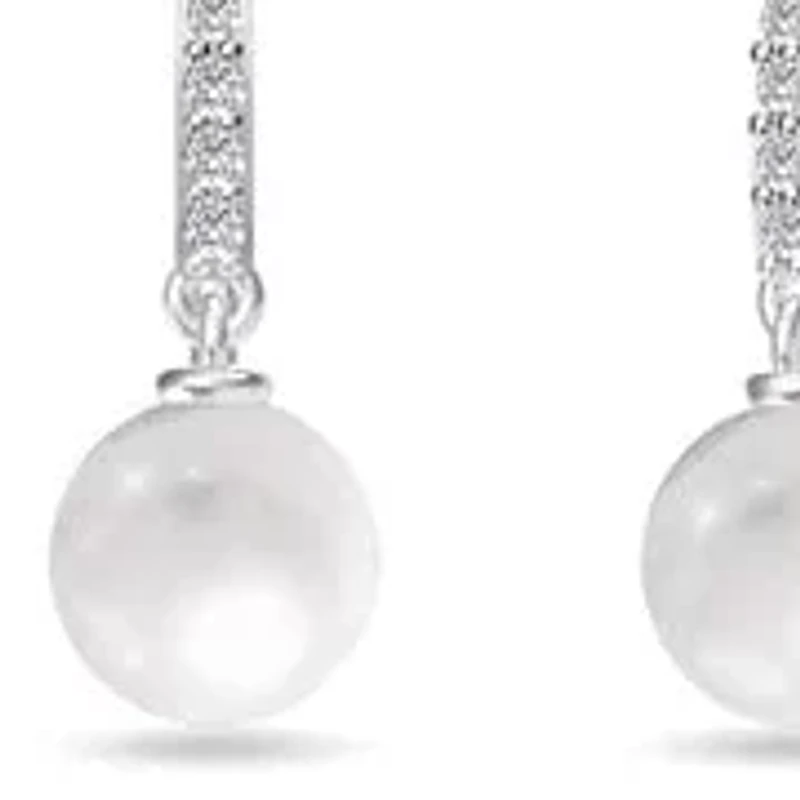 Solid Sterling Silver Pear Cut Crystal Earrings