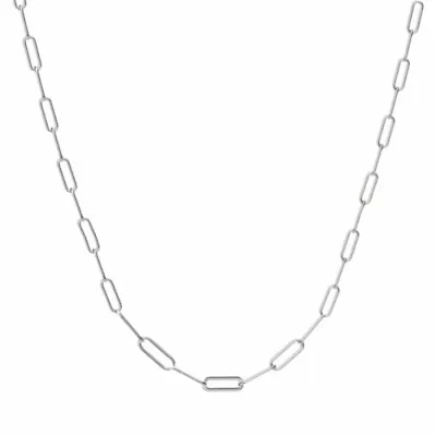 Sterling Silver Paperclip Chain Choker Necklace 18