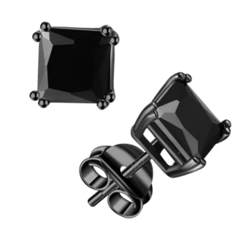 The Black Out Sterling Silver 6MM Square Studs