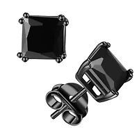 The Black Out Sterling Silver 6MM Square Studs