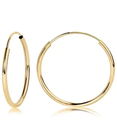 14K Yellow Gold Small Endless Hoop Earrings 14mm
