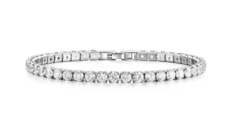 Touch Of Elegance White Gold Flashed Round Tennis Bracelet