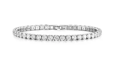 Touch Of Elegance White Gold Flashed Round Tennis Bracelet