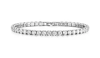 Touch Of Elegance White Gold Flashed Round Tennis Bracelet